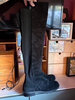 Stuart Weitzman Black Over-the-Knee Suede Riding Boots